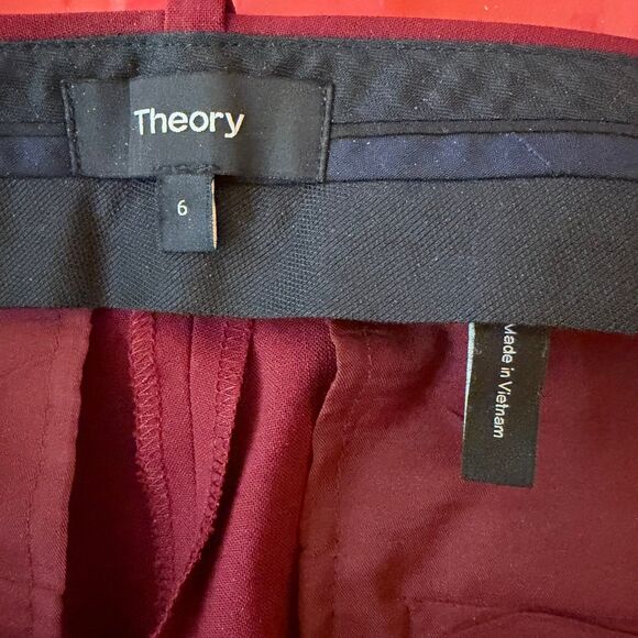 theory treeca 2 classic suit cropped burgundy size 6 pants - Picture 2 of 4
